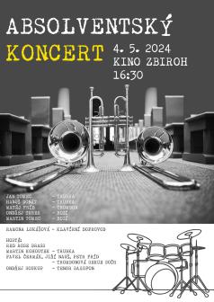 Absolventský koncert žesťů a bicích nástrojů v kině Zbiroh